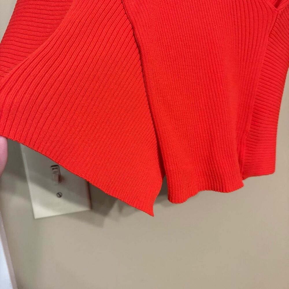 MOMA Women Red Orange Ribbed Sleeveless Faux Wrap Tank Top Blouse Size 38 Medium - Picture 4 of 7